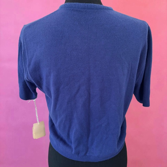 Vintage Deadstock NWT 1960’s Blue & White Short-Sleeve Mod Bolero Cardigan AS IS - Picture 5 of 10